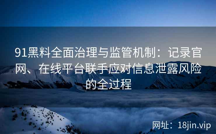 91黑料全面治理与监管机制：记录官网、在线平台联手应对信息泄露风险的全过程