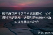 透视麻豆网社区用户运营模式：如何通过互动激励、话题引导与粉丝社群实现品牌溢出效应