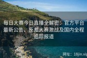 每日大赛今日直播全解密：官方平台最新公告、反差大赛激战及国内全程追踪报道